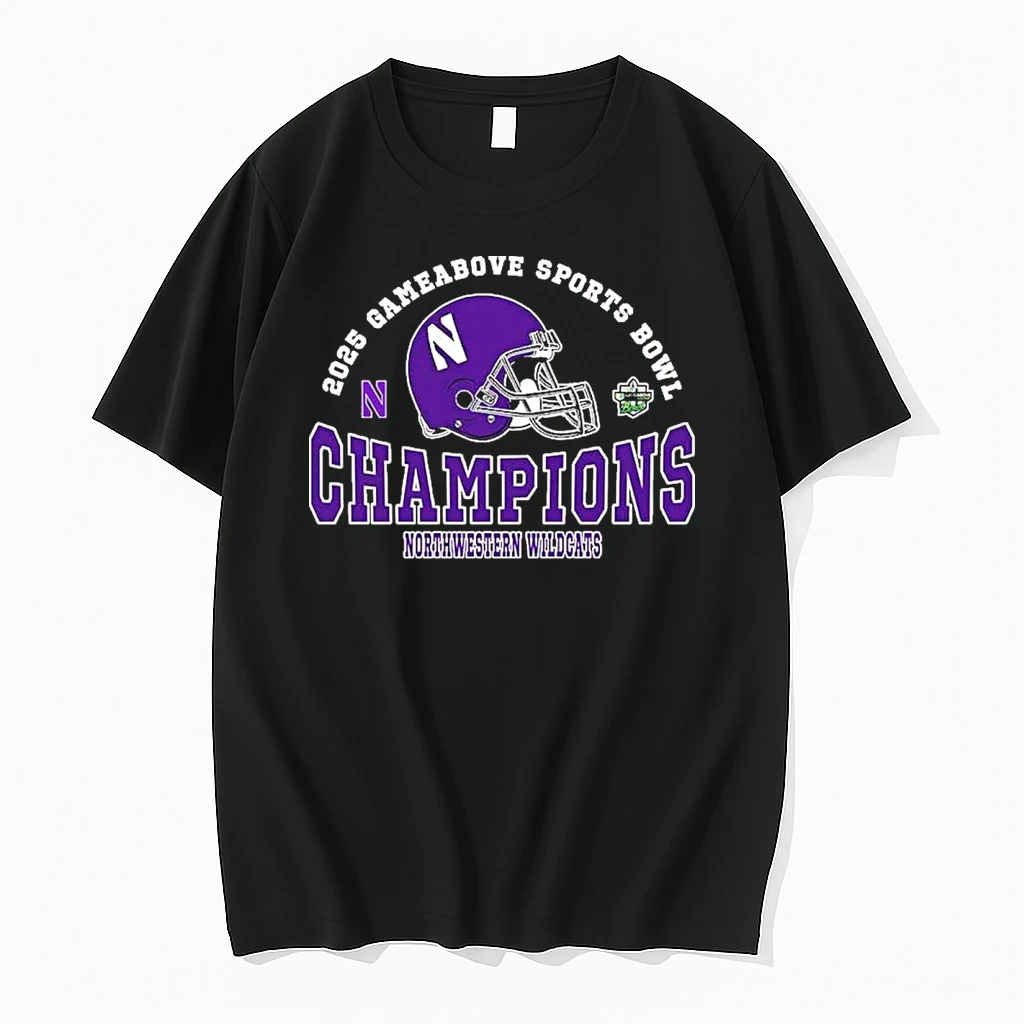 2025 Game Above Bowl Champions Northwestern Wildcats Football Champions Helmets Football Shirts