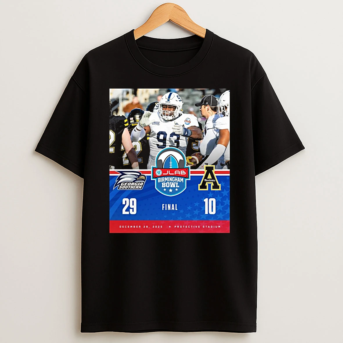 2025 Jlab Birmingham Bowl Georgia Southern Eagles Vs Appalachian State Mountaineers Final Score 29 10 Shirts