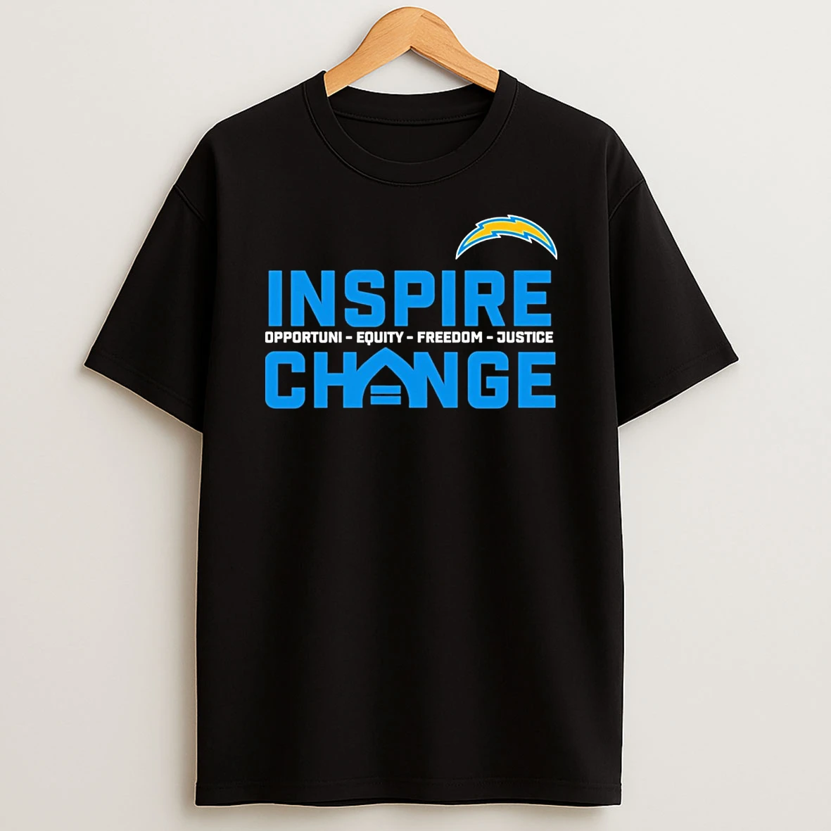 2025 Los Angeles Chargers Inspire Change Opportunity Equity Freedom Justice Shirts