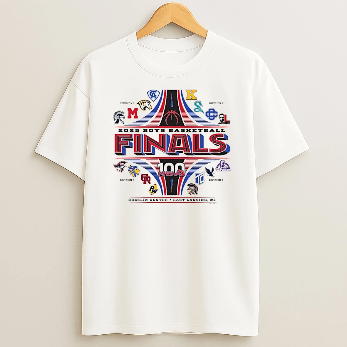 2025 Mhsaa Boys Basketball Finals 100 Breslin Center East Lansing Mi Logos Shirts