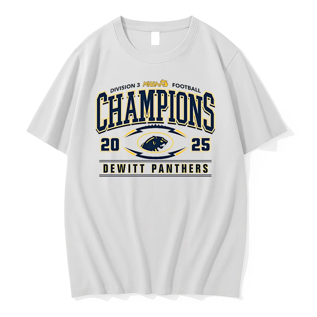 2025 Mhsaa Football Division 3 Champions Dewitt Panthers Logo Shirts
