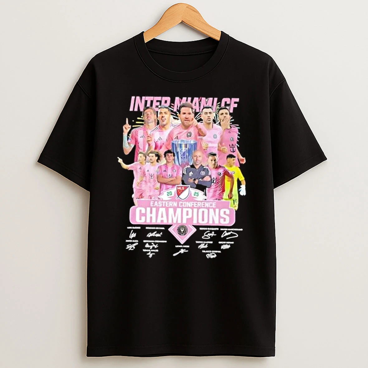 2025 Mls Eastern Conference Champions Inter Miami Lionel Messi And Players Signatures Shirts