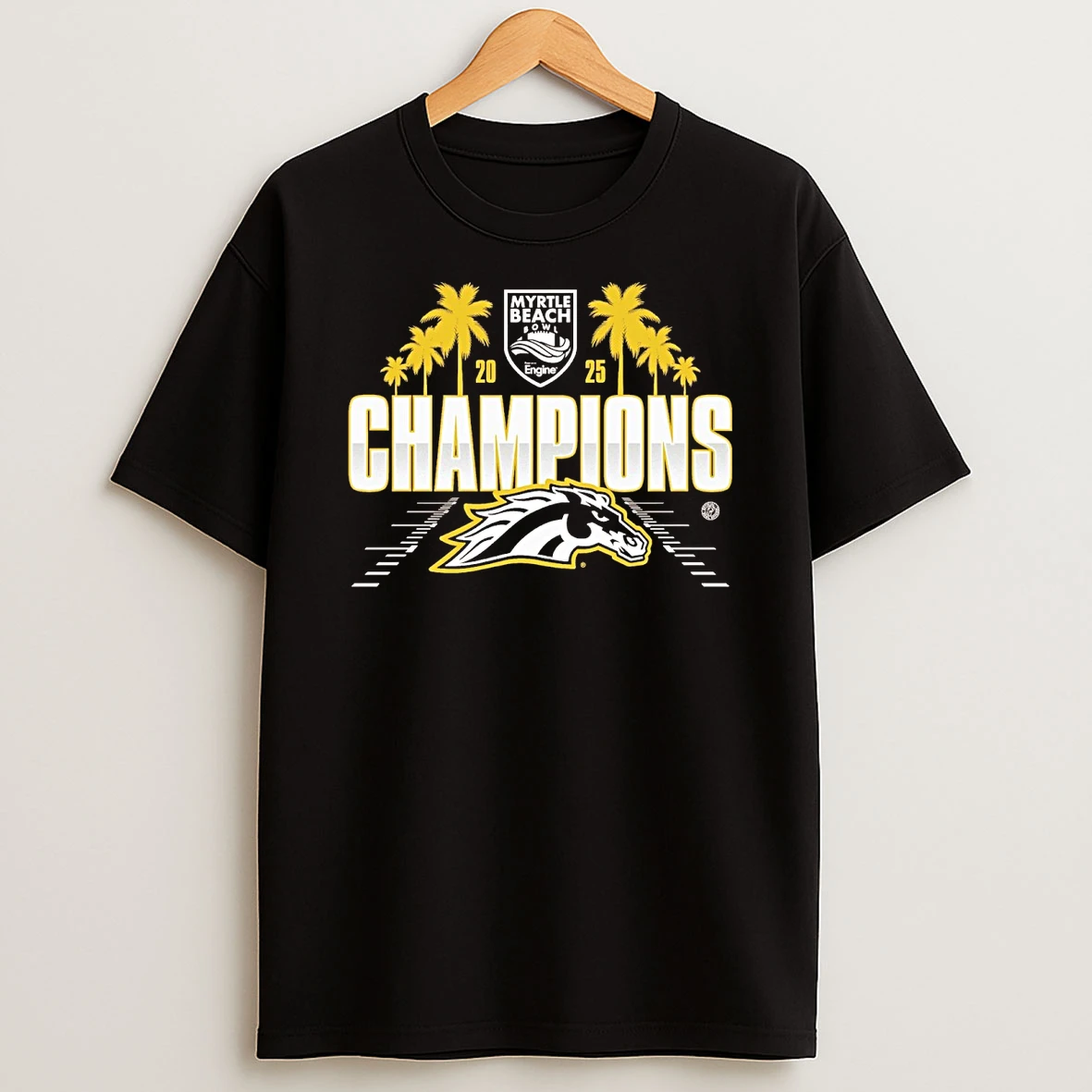 2025 Myrtle Beach Bowl Presented By Engine Western Michigan Broncos Football Champions Logos Shirts