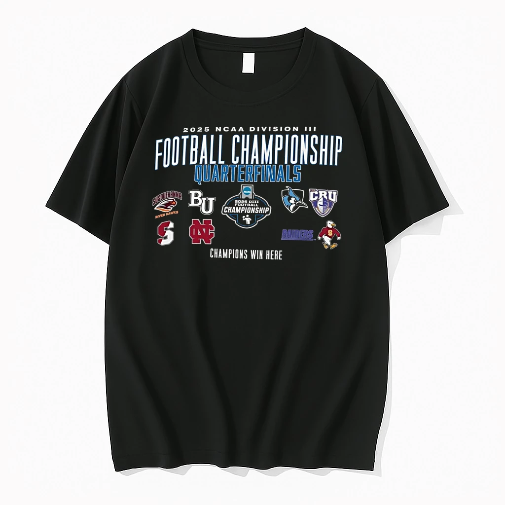 2025 Ncaa Division Iii Football Championship Quarterfinals Champions Win Here Logos Shirts