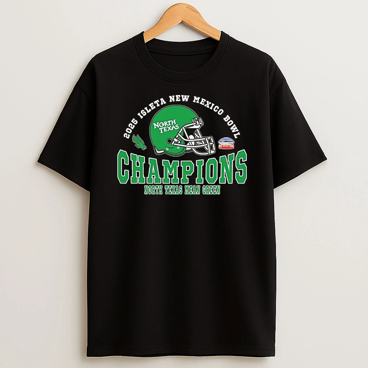 2025 New Mexico Bowl Champions North Texas Mean Green Football The Champions 2025 Isleta New Mexico Bowl Helmet Shirts