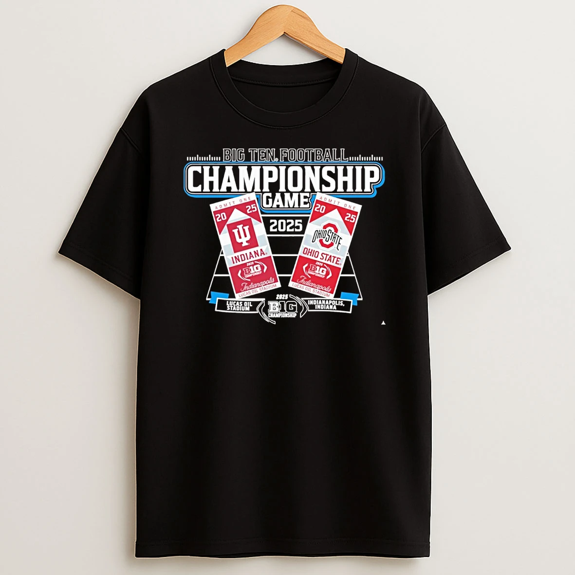 2025 Ohio State Buckeyes Vs Indiana Hoosiers Big Ten Football Championship Game Lucas Oil Stadium Tickets Shirts