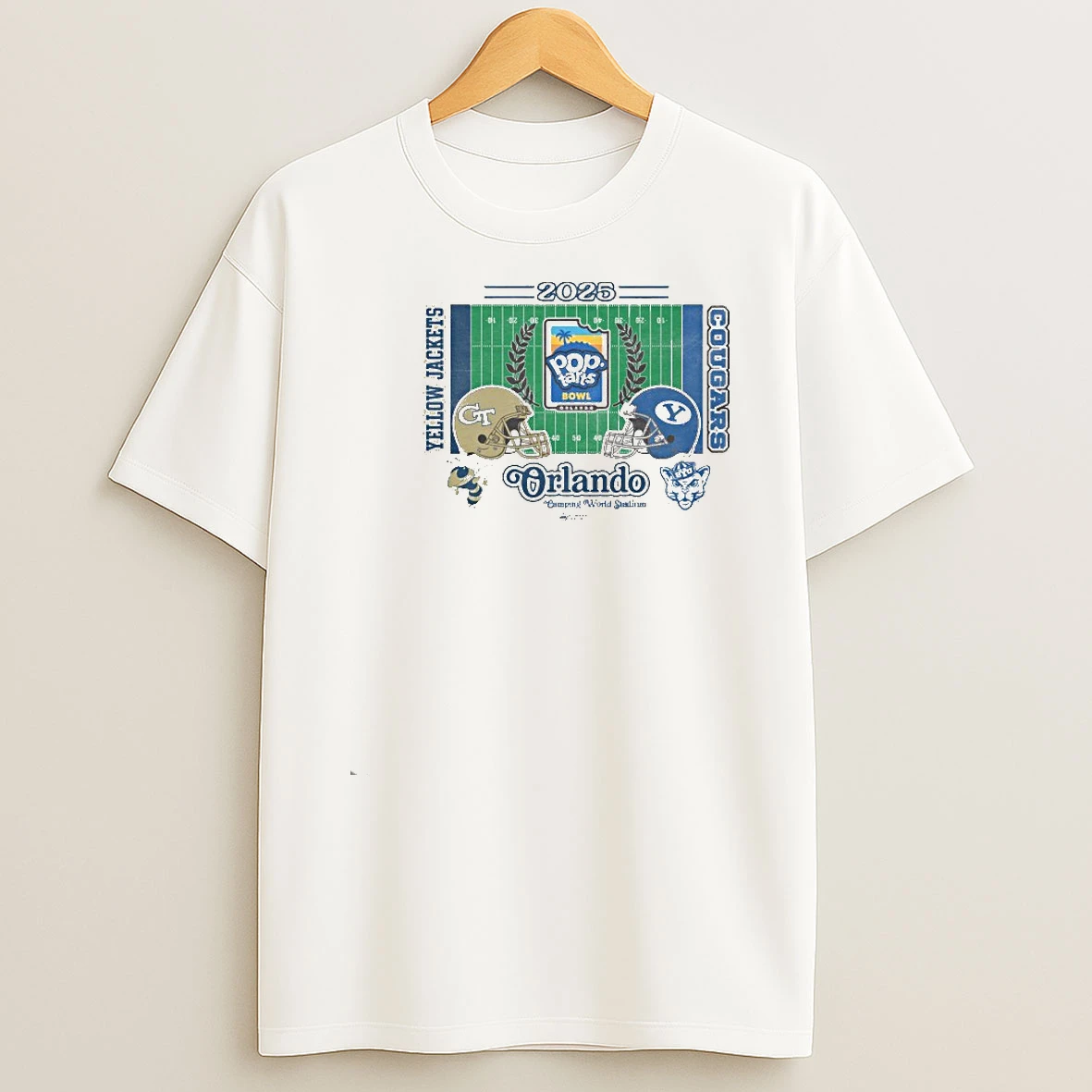 2025 Pop Tarts Bowl 2 Team Georgia Tech Yellow Jackets Vs Byu Cougars Head To Head Shirts