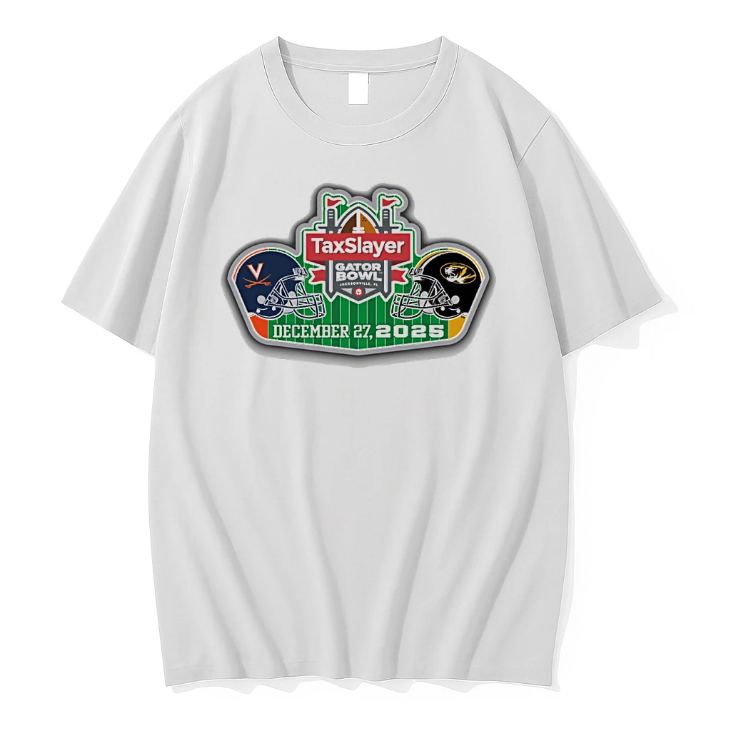 2025 Taxslayer Gator Bowl Virginia Cavaliers Vs Missouri Tigers Commemorative December 27 Logo Shirts