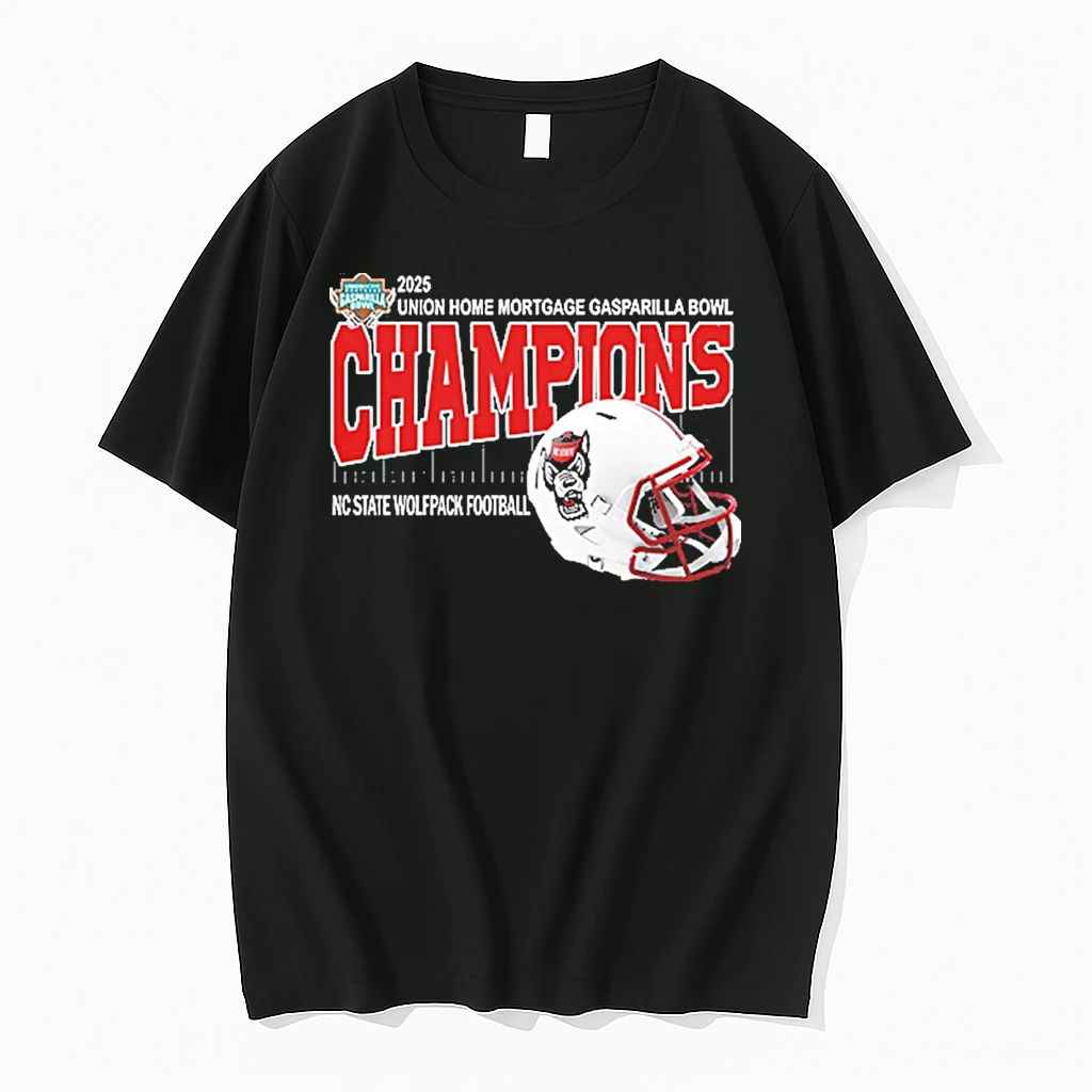 2025 Union Home Mortgage Gasparilla Bowl Champions Nc State Wolfpack Football Helmet Raymond James Stadium Tampa Florida Shirts