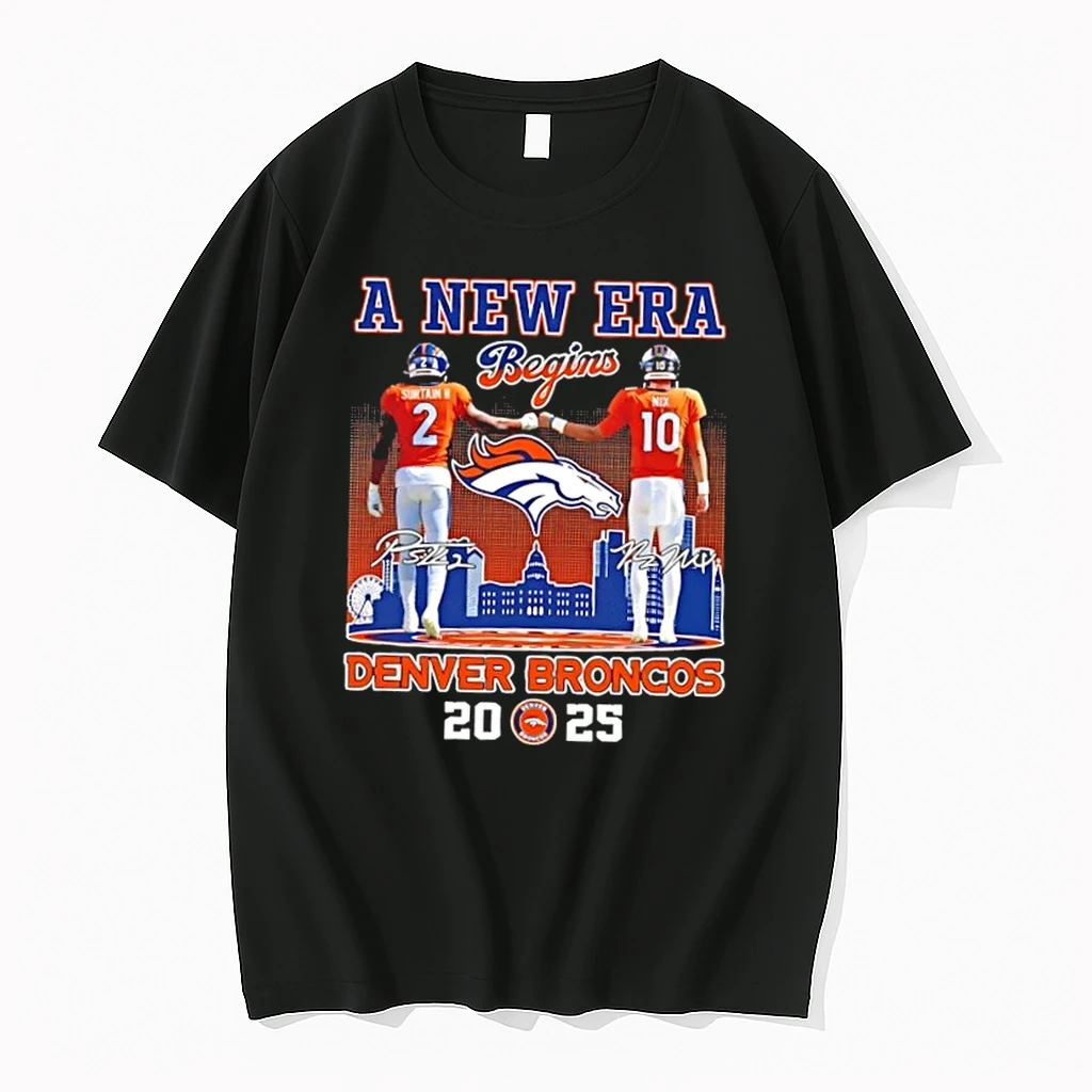 2025 A New Era Begins Surtain Ii X Nix Denver Broncos Skyline Shirts