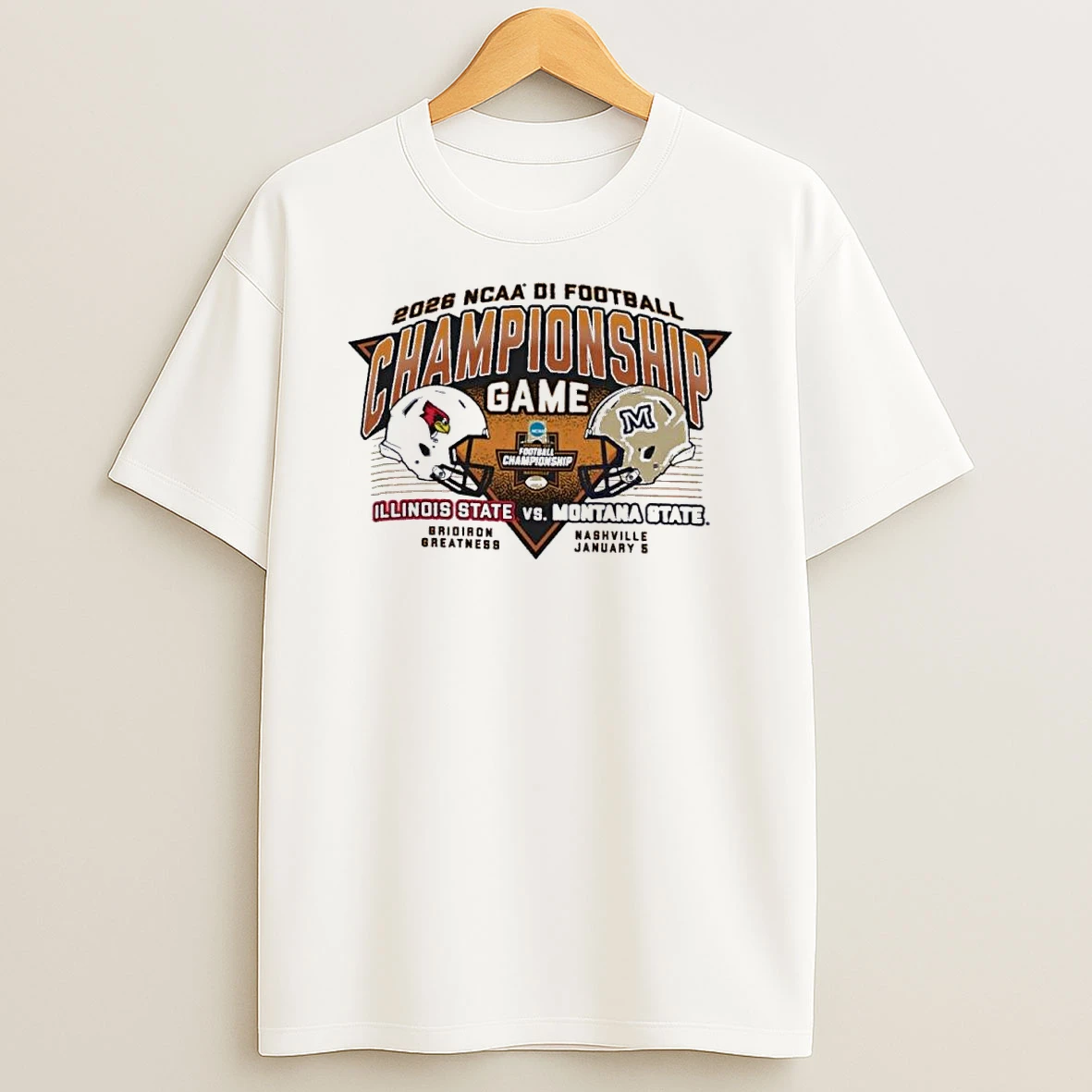 2026 Ncaa Di Football Championship Game Illinois State Vs Montana State Dueling Helmet Shirts