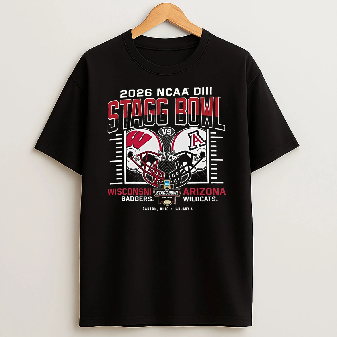 2026 Ncaa Dii Stagg Bowl Canton Ohio Wisconsin Badgers Vs Arizona Wildcats January 4 Helmets Shirts
