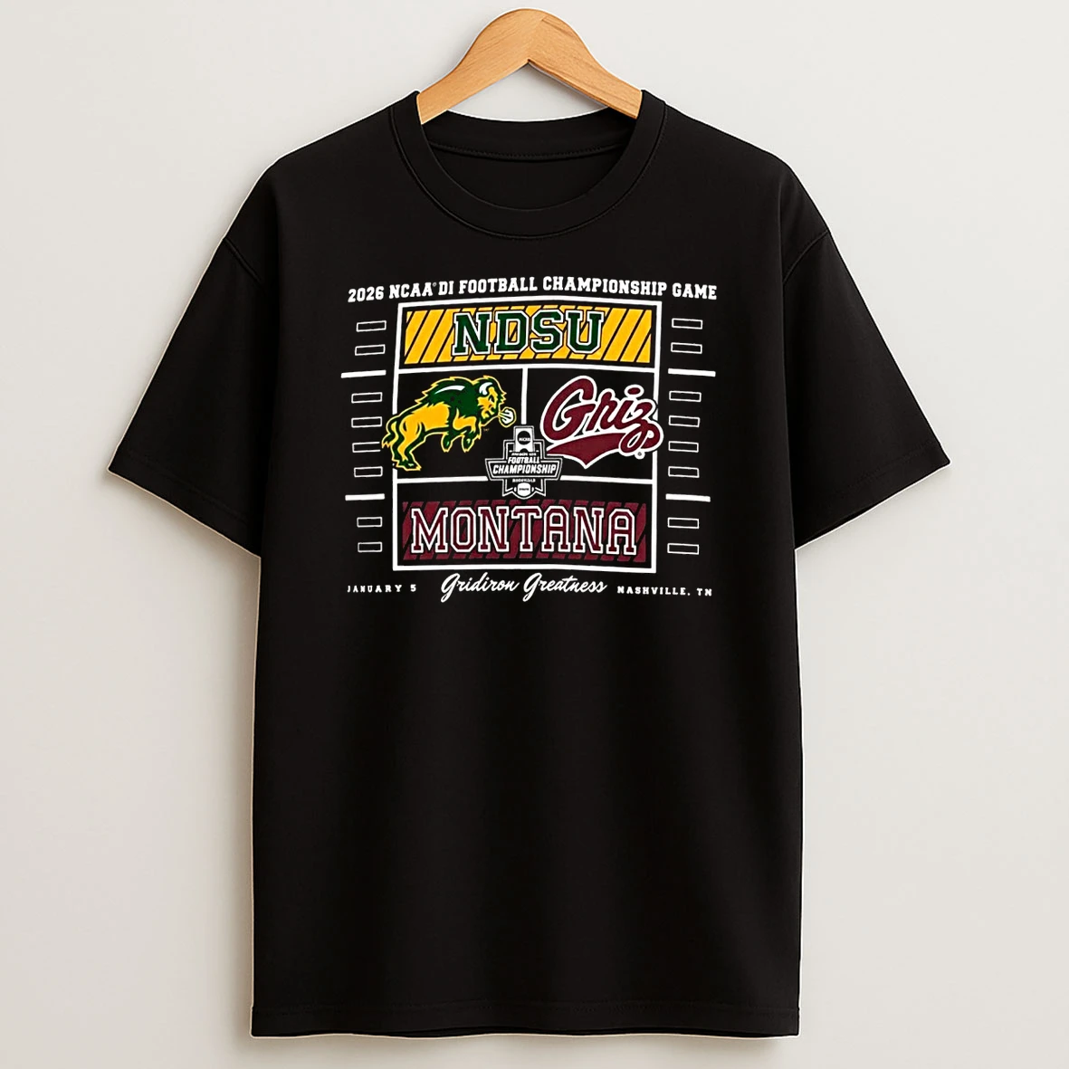 2026 Ncaa Diii Football Stagg Bowl Championship Game North Dakota State Bison Vs Montana Grizzlies January 5 Gridiron Greatness Nashville Tn Shirts