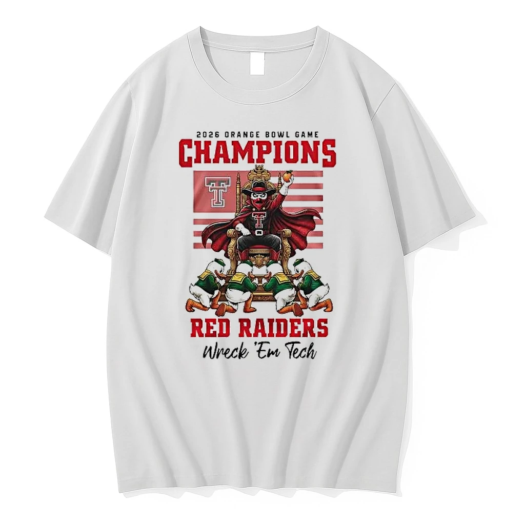 2026 Orange Bowl Game Champions Texas Tech Red Raiders Wreck Em Tech Shirts