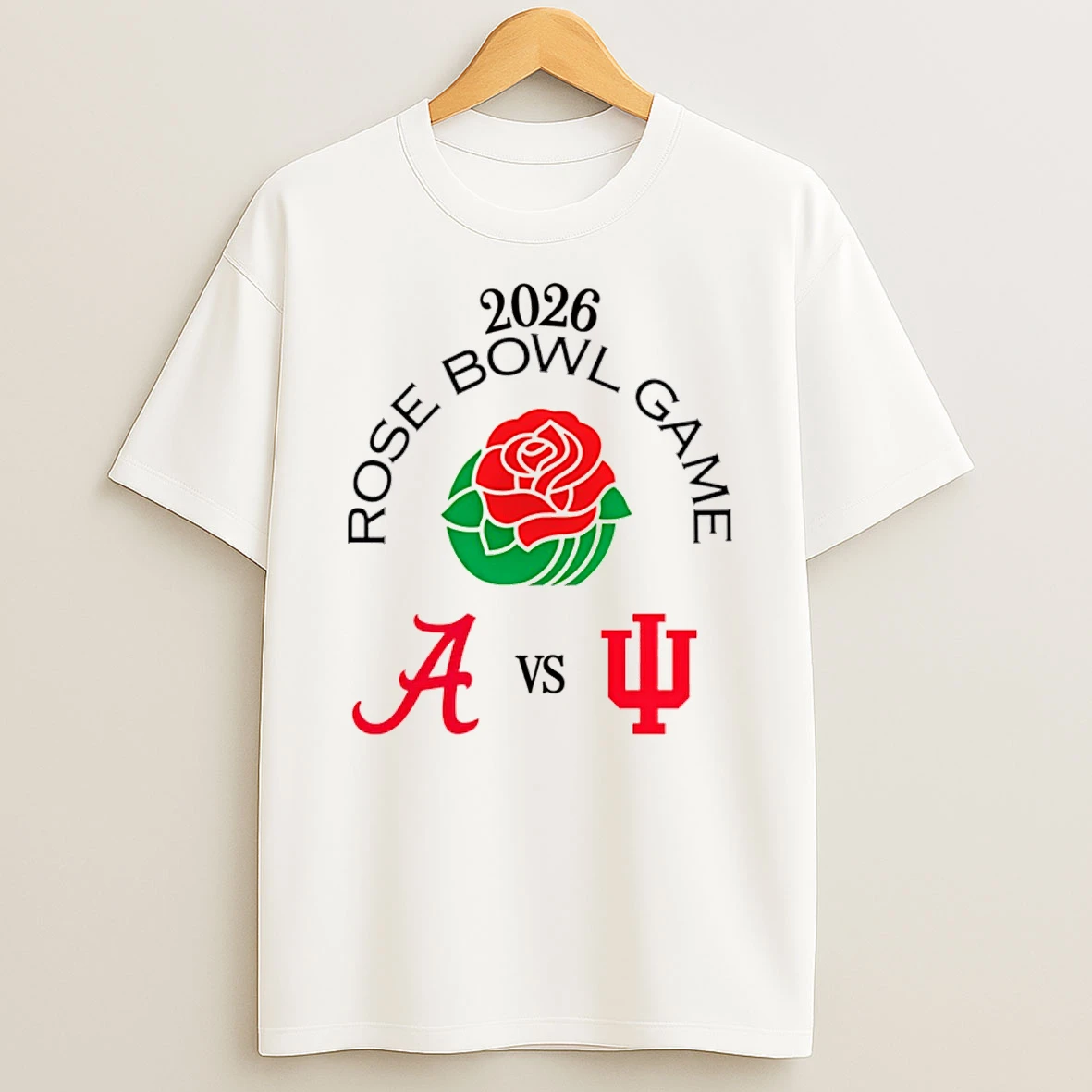2026 Rose Bowl Game Trophy Alabama Crimson Tide Vs Indiana Hoosiers Logos Shirts