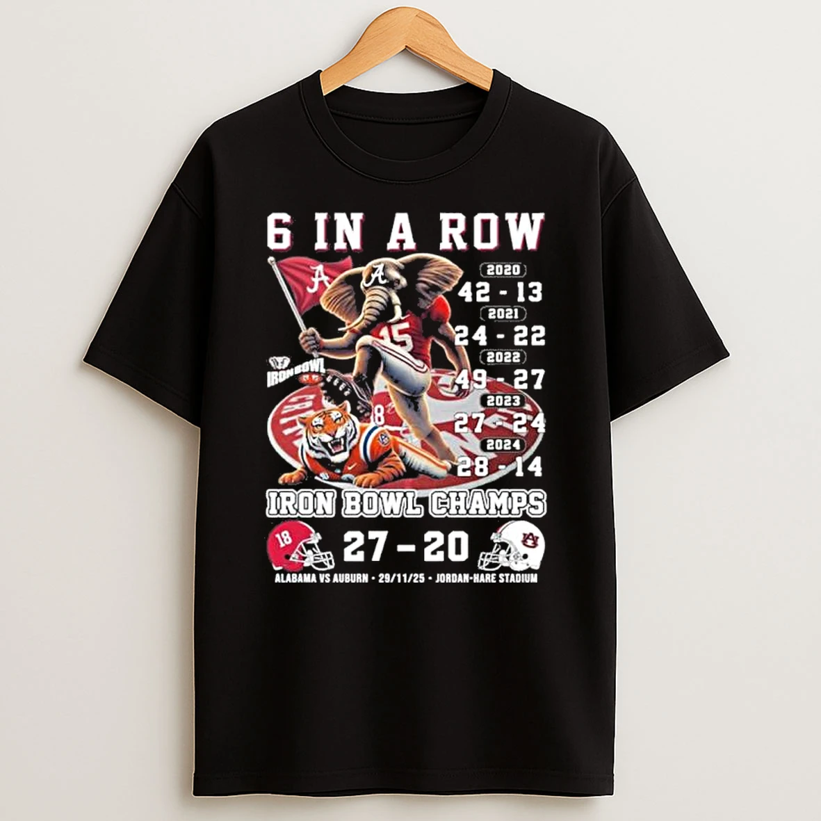 6 In A Row Iron Bowl Champions Alabama Crimson Tide 27 20 Auburn Tigers Shirts