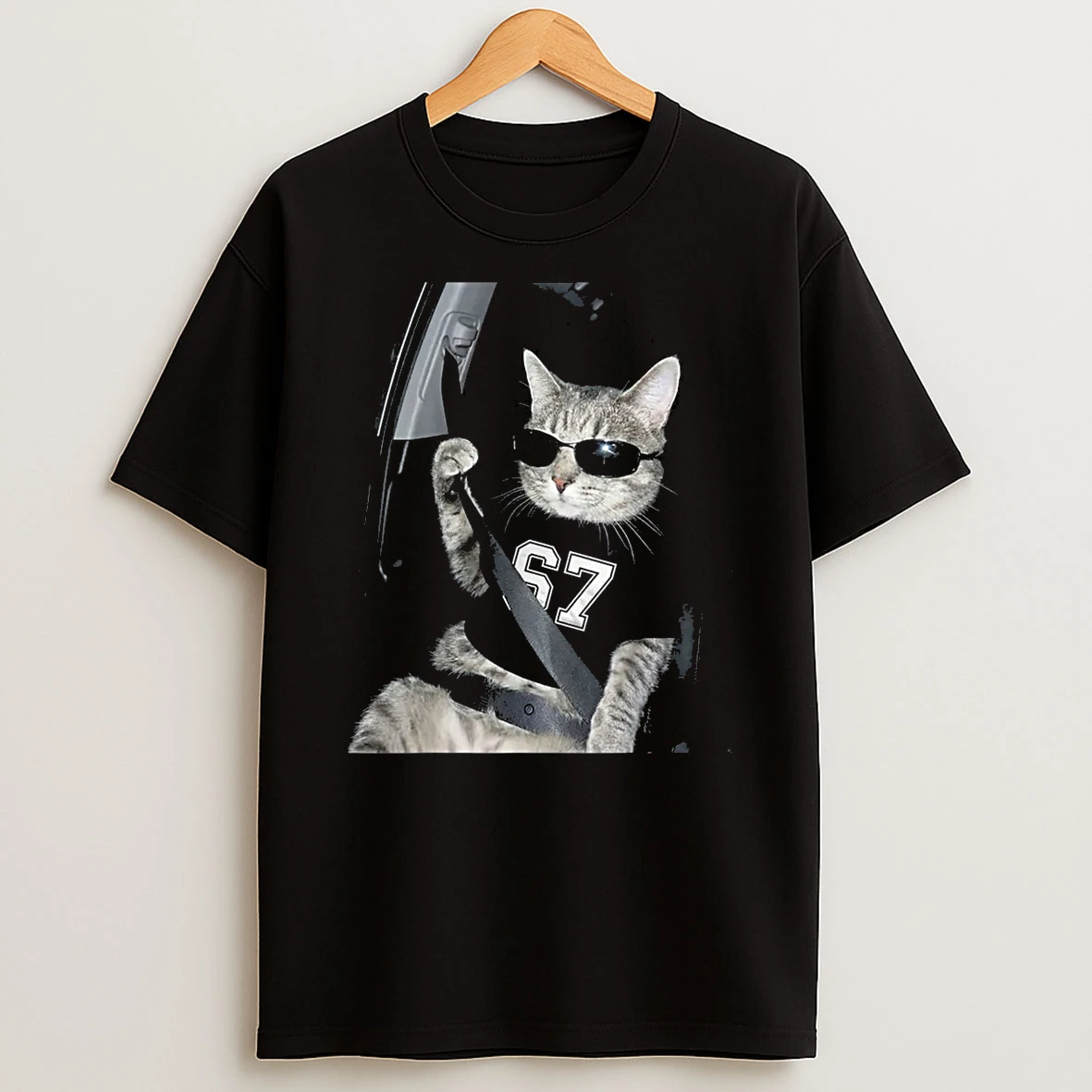 67 Cat Wearing Sunglasses Gen Alpha Funny Six Seven 6 7 Meme Shirts