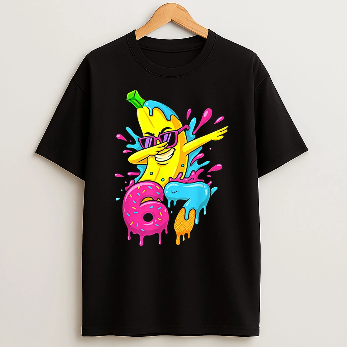 67 Dabbing Banana Baseball 6 7 Dripping Ice Cream Meme Shirts