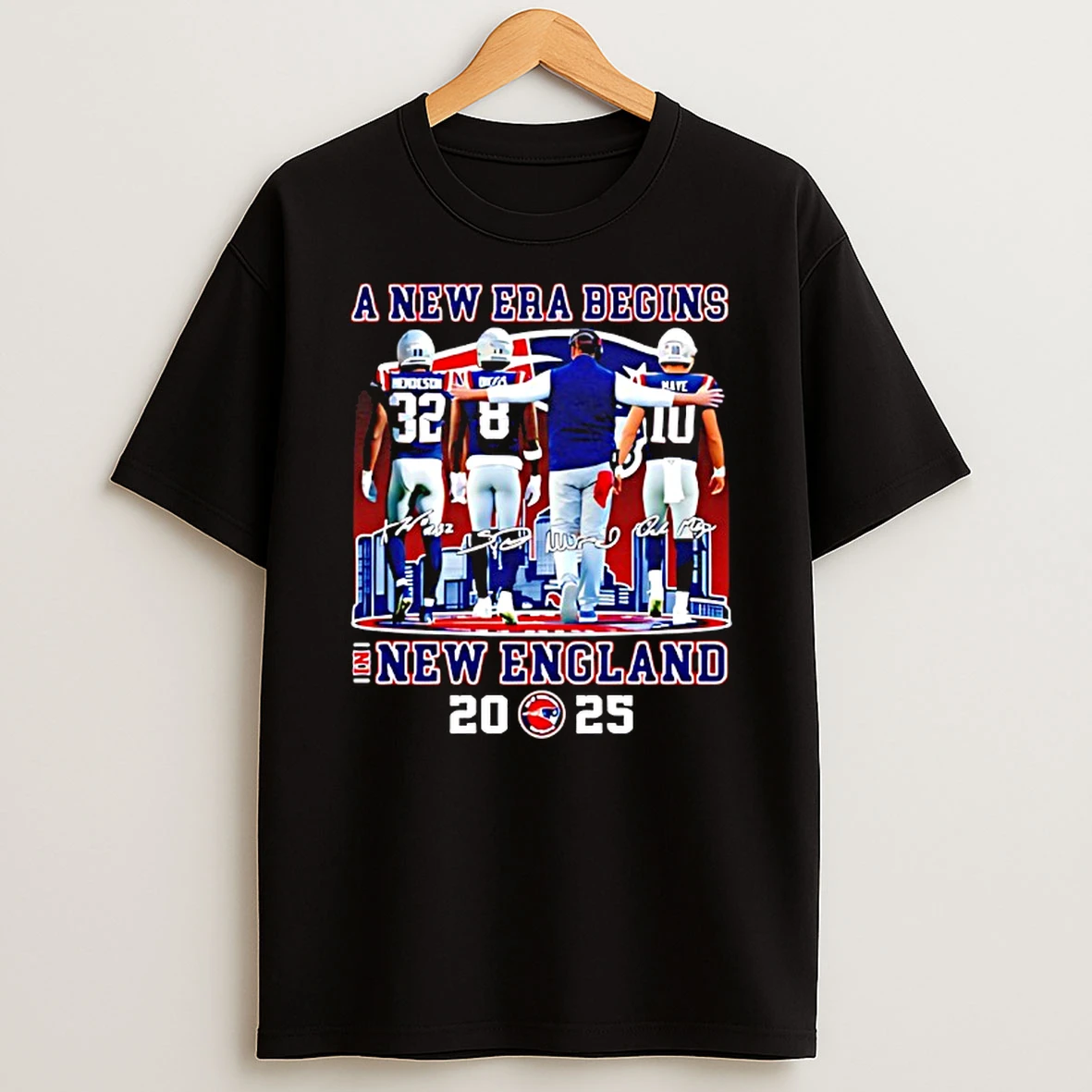 A New Era Begins New England Patriots Signatures 2025 Logo Shirts