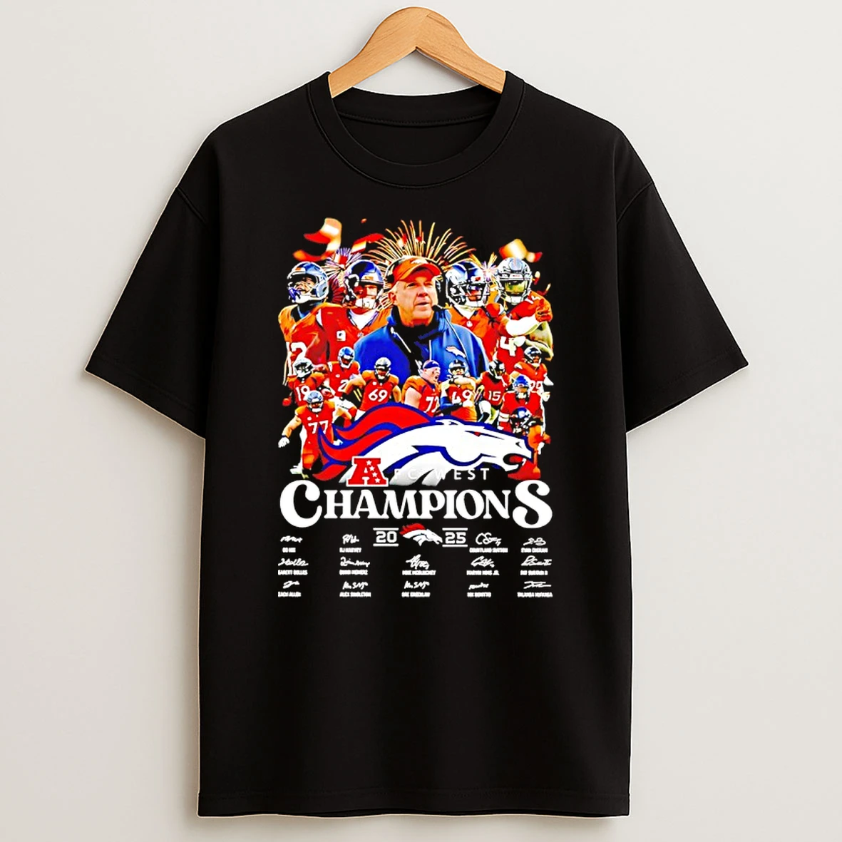 Afc West Champions 2025 Broncos Team Signatures Shirts