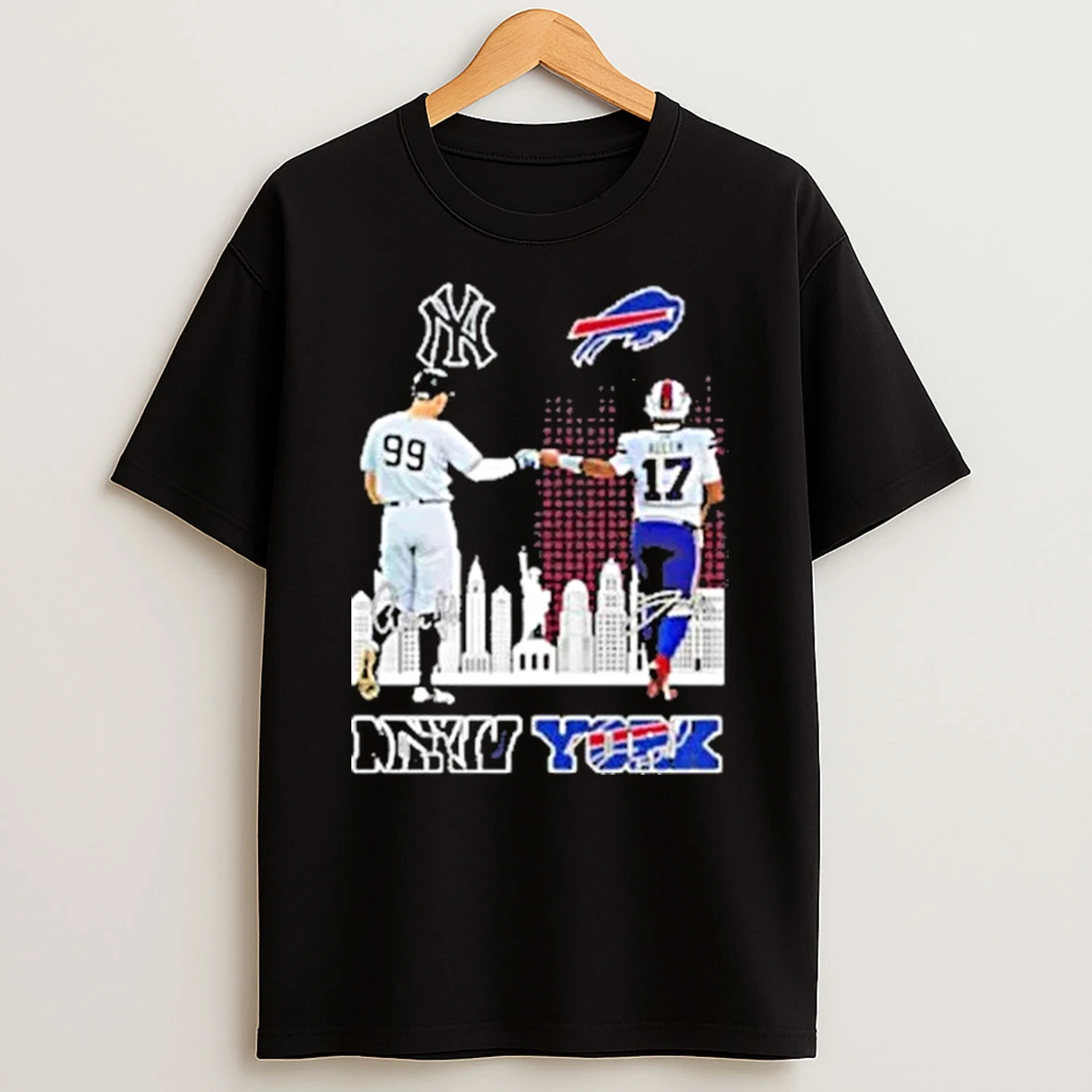 Aaron Judge New York Yankees Touch Hand Josh Allen Buffalo Bills 2025 Legendary Stars Shirts