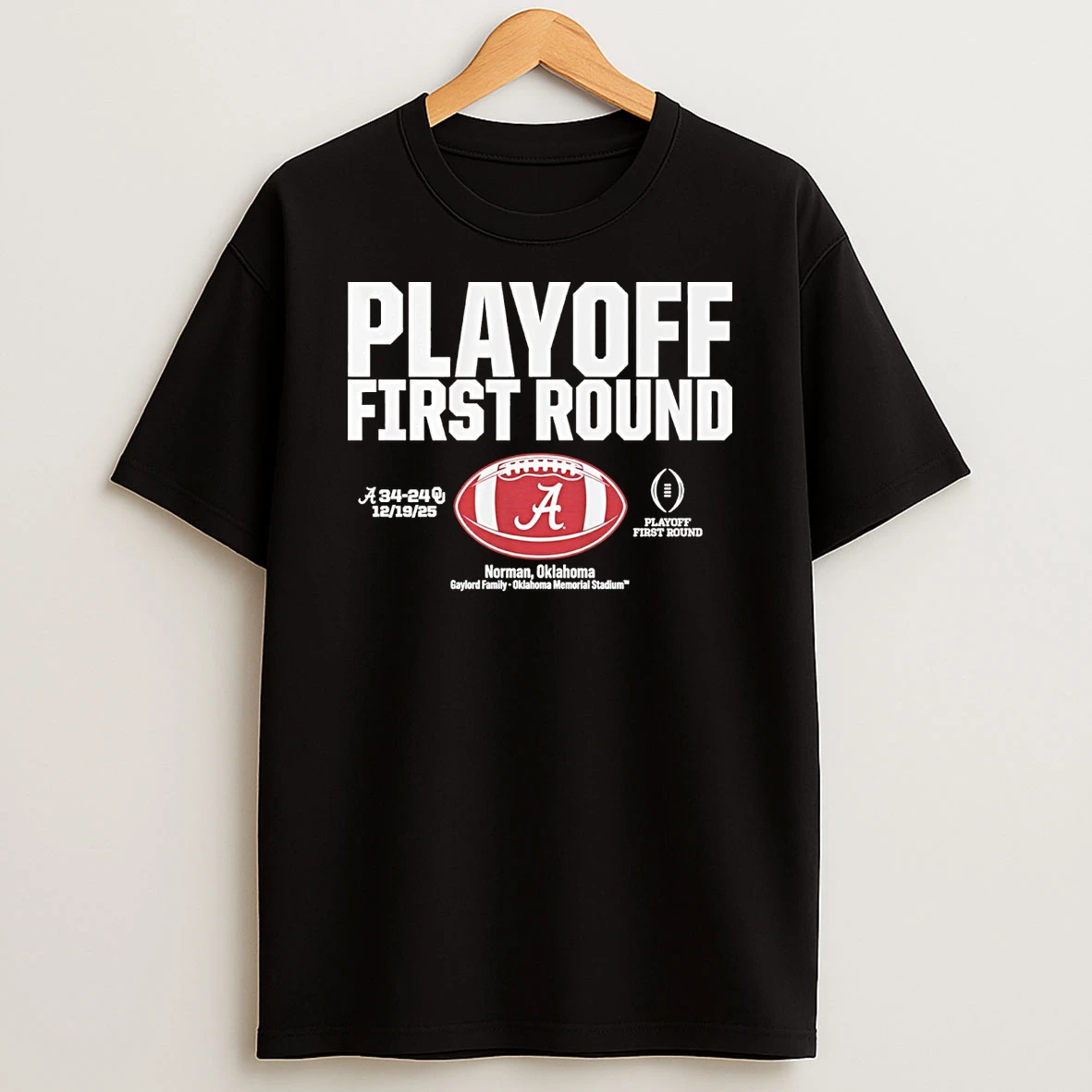Alabama Crimson Tide 2025 Cfp First Round Winner 12 19 25 Norman Oklahoma Gaylord Family Shirts