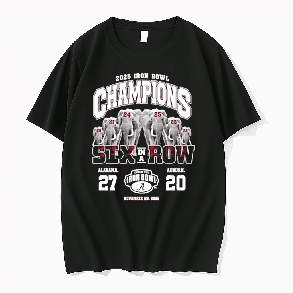 Alabama Crimson Tide 2025 Iron Bowl Champions Six In A Row Win Vs Auburn Shirts