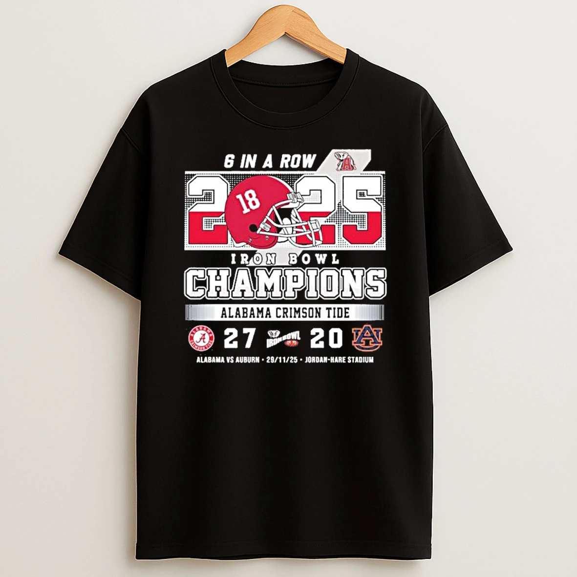 Alabama Crimson Tide 6 In A Row 2025 Iron Bowl Champions Shirts