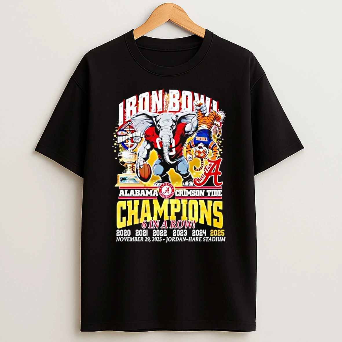 Alabama Crimson Tide 6 In A Row Iron Bowl Champions 2025 Shirts