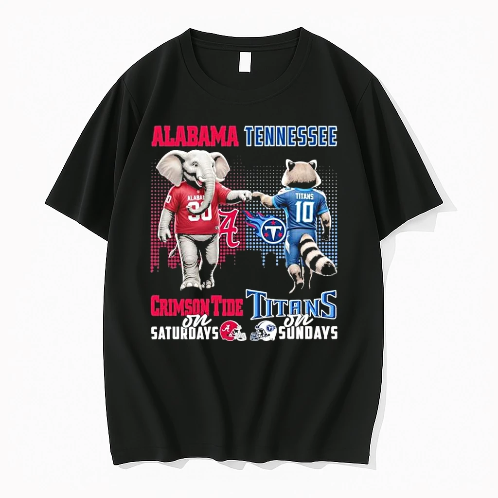 Alabama Crimson Tide And Tennessee Titans Mascot On Saturdays And On Sundays Shirts