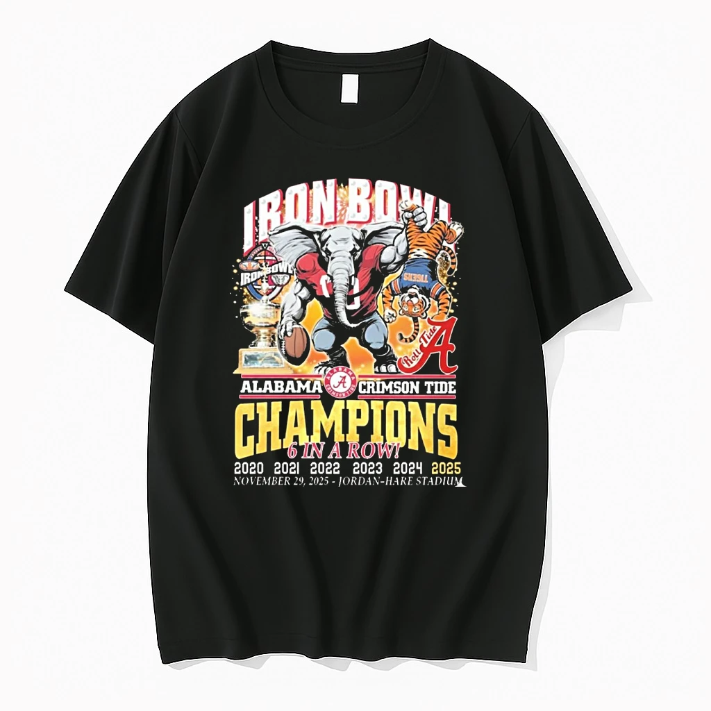 Alabama Crimson Tide Defeated Alabama Iron Bowl Champions 6 In A Row 2025 Shirts