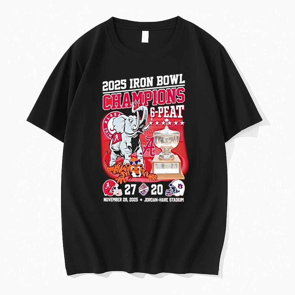 Alabama Crimson Tide Iron Bowl 6 Peat 2025 Beat Auburn Shirts