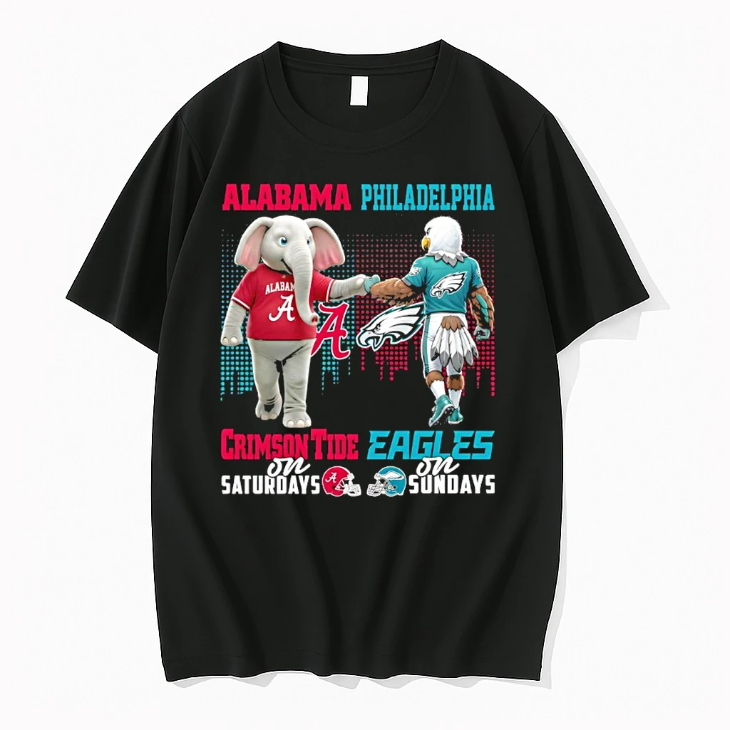 Alabama Crimson Tide On Saturdays X Philadelphia Eagles On Sundays Mascot Shirts