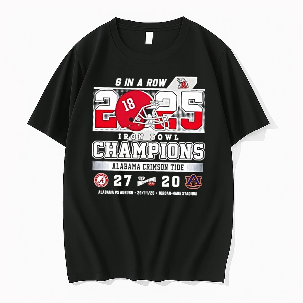 Alabama Vs Auburn 6 In A Row Iron Bowl Champions Jordan Hare Stadium Shirts
