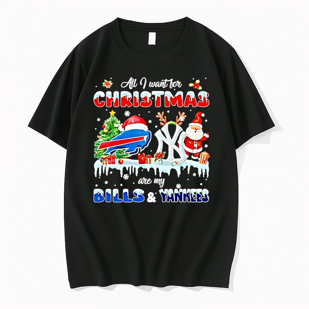 All I Want For Christmas Are My Buffalo Bills And New York Yankees Shirts