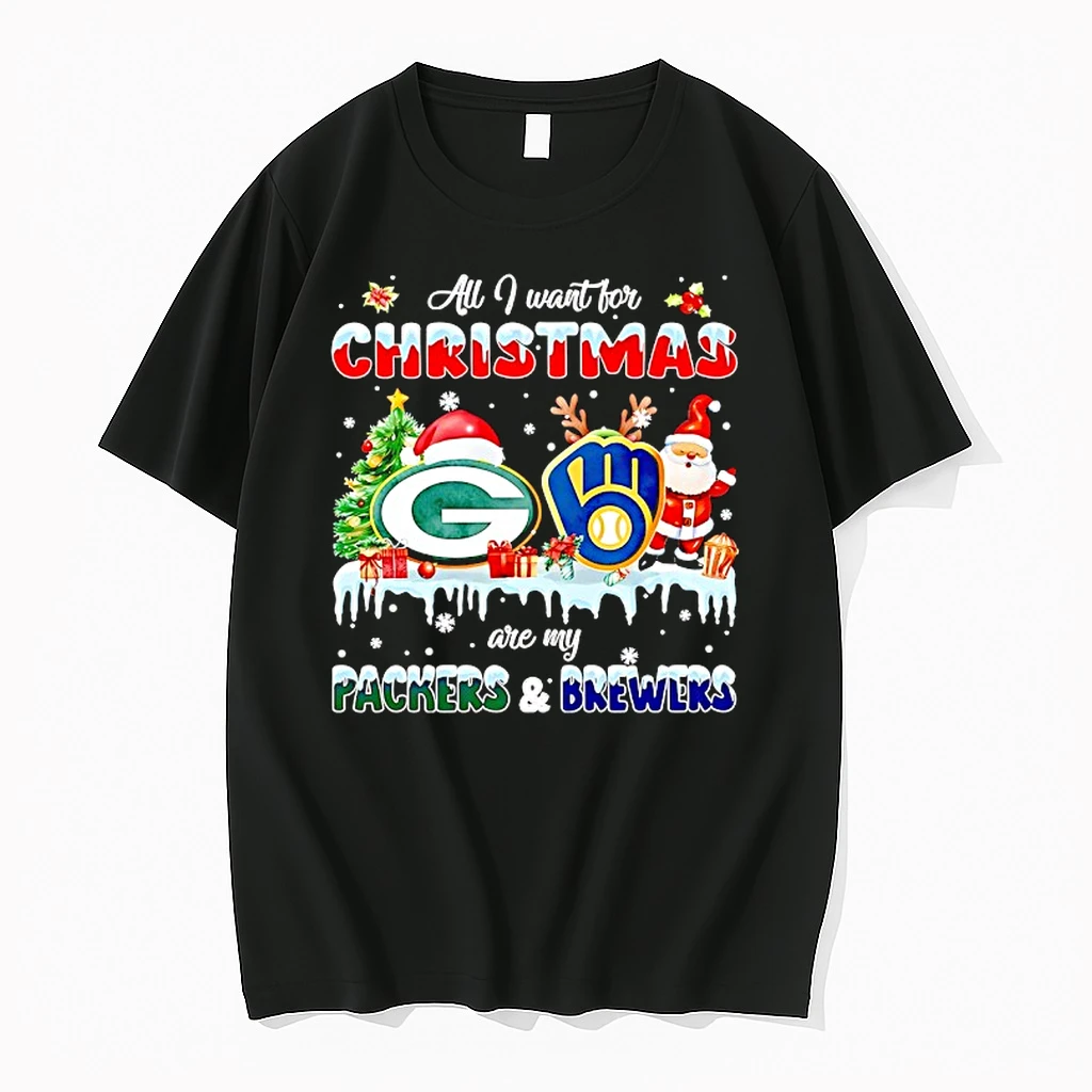 All I Want For Christmas Are My Green Bay Packers And Milwaukee Brewers Shirts