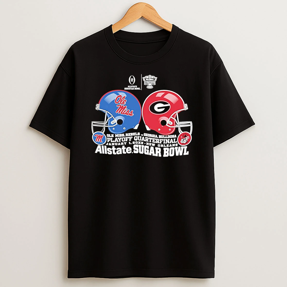 Allstate Sugar Bowl College Football Playoff Quarterfinal Ole Miss Rebels Vs Georgia Bulldogs Jan 1 New Orleans Helmets Shirts