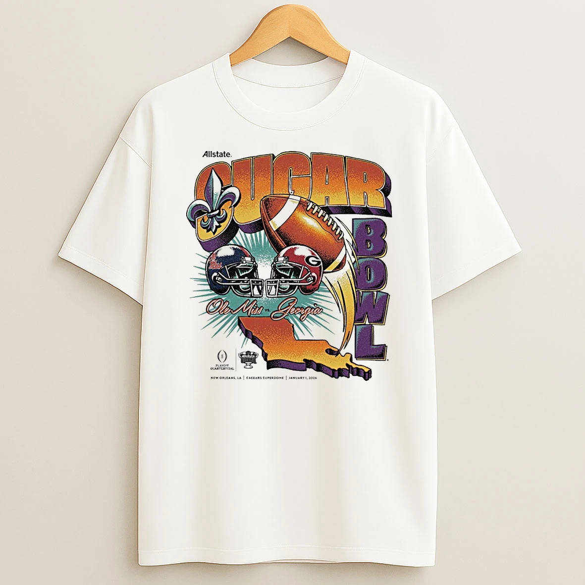 Allstate Sugar Bowl January 1 2026 Ole Miss Vs Georgia Vintage Retro Matchup Shirts