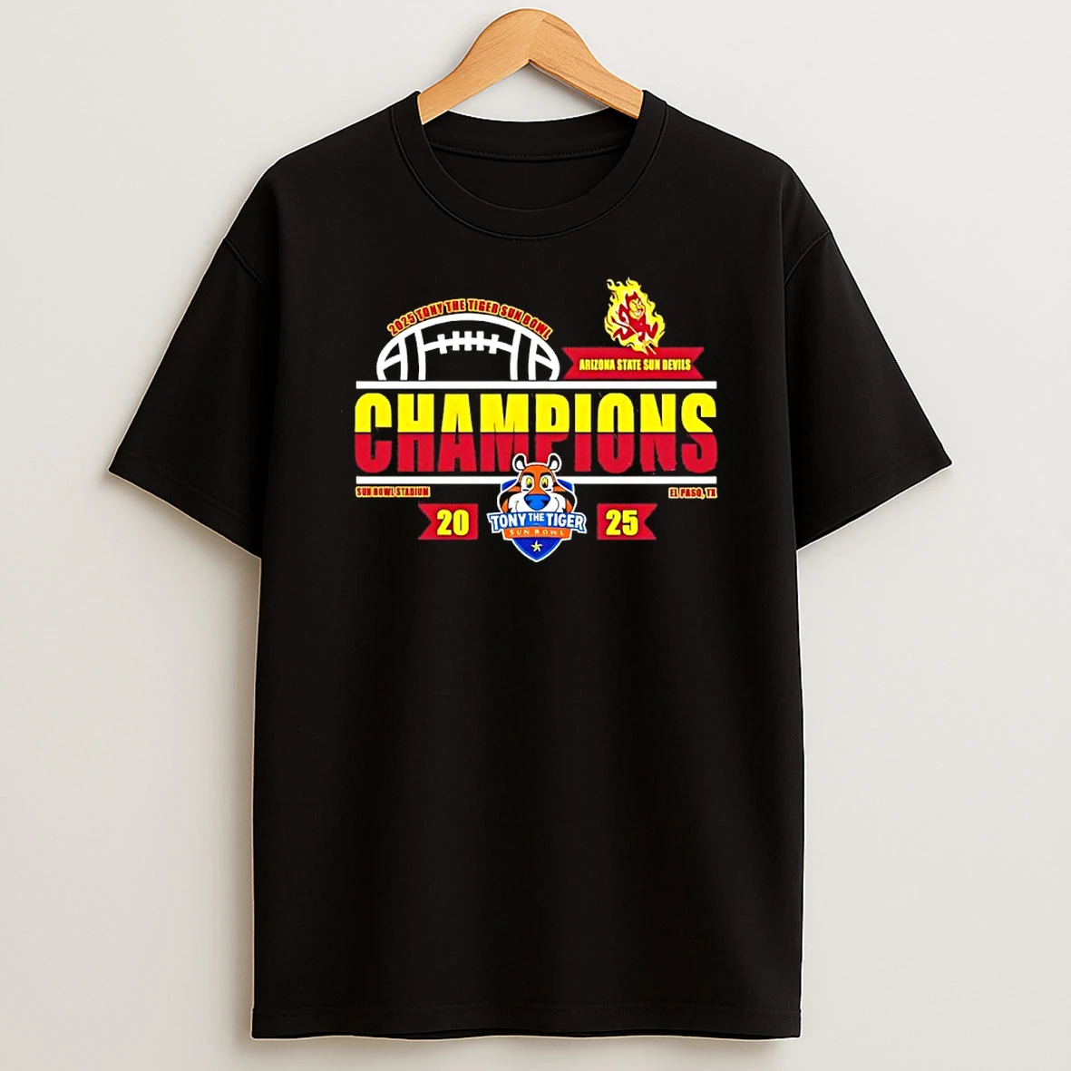 Arizona State Sun Devils 2025 Tony The Tiger Sun Bowl Champions Classic Shirts