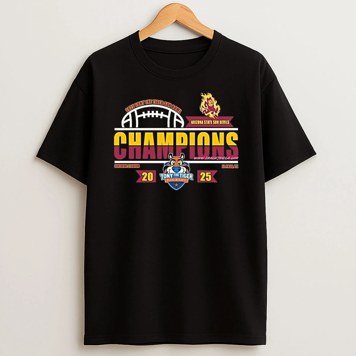 Arizona State Sun Devils 2025 Tony The Tiger Sun Bowl Champions Locker Room Shirts