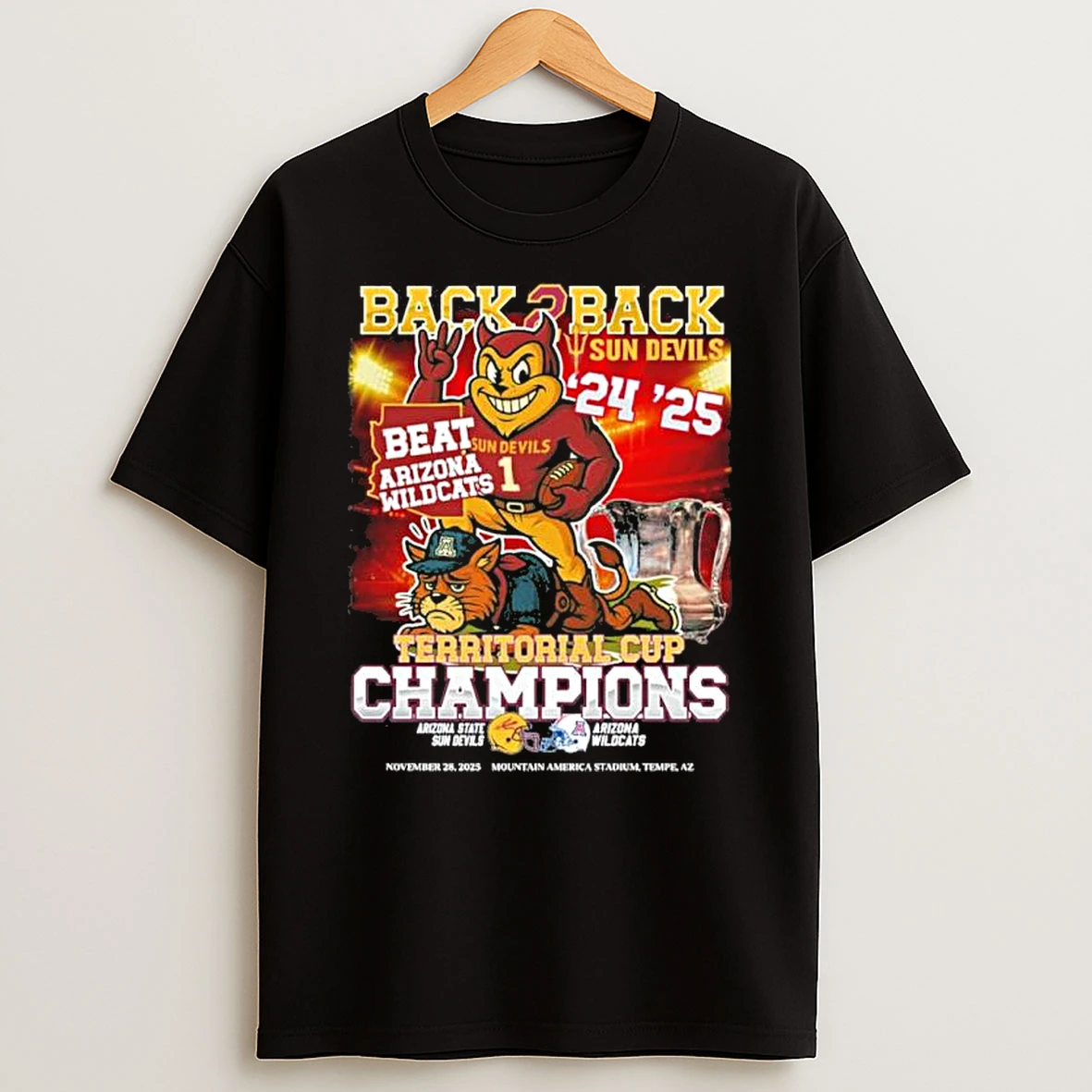 Arizona State Sun Devils Back 2 Back Beat Arizona Territorial Cup Champions Shirts