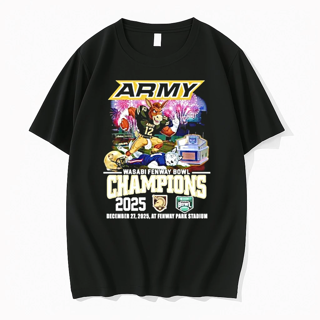Army Black Knights 2025 Wasabi Fenway Bowl Champions Mascot Shirts