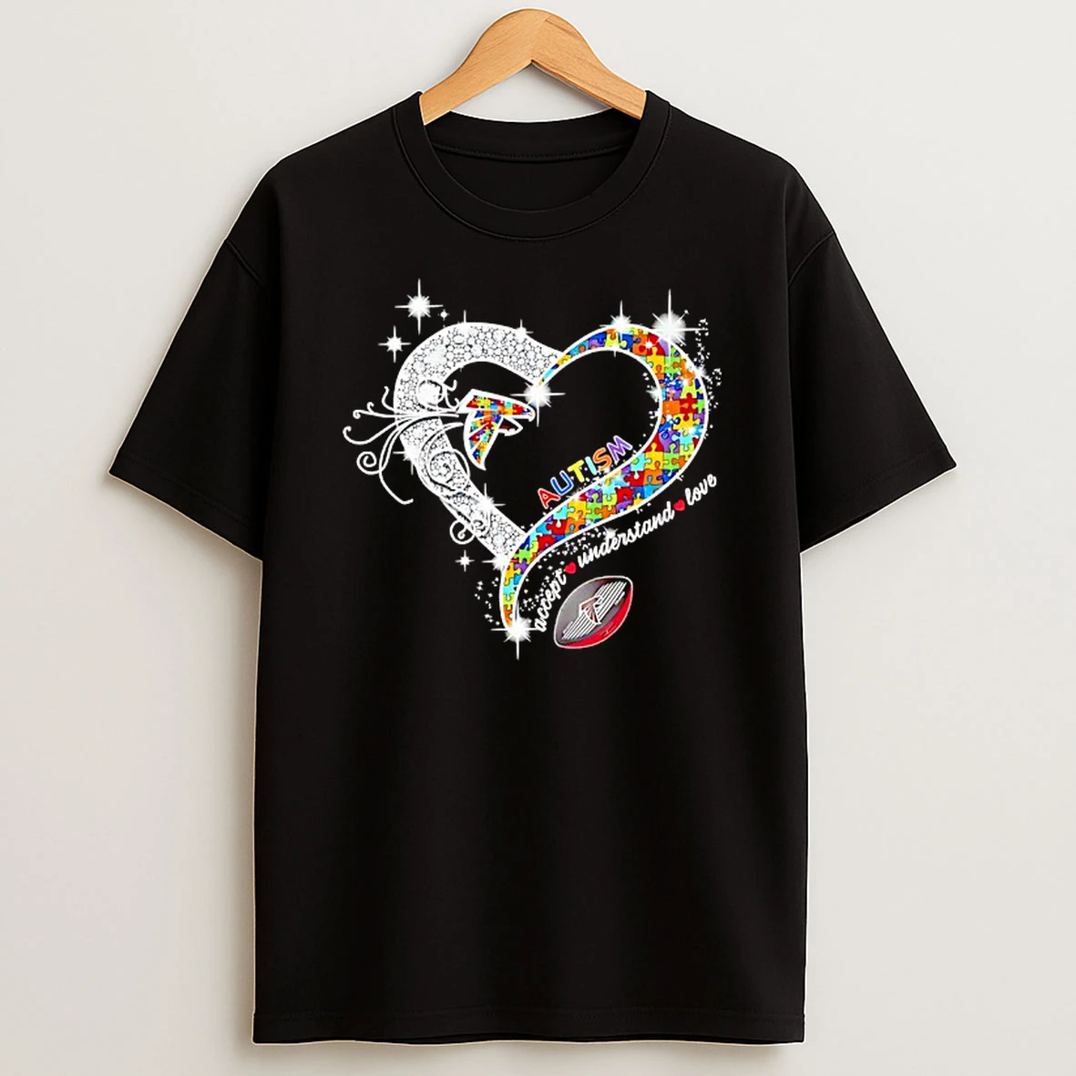 Autism Accept Understand Love Atlanta Falcons Football Heart Shirts