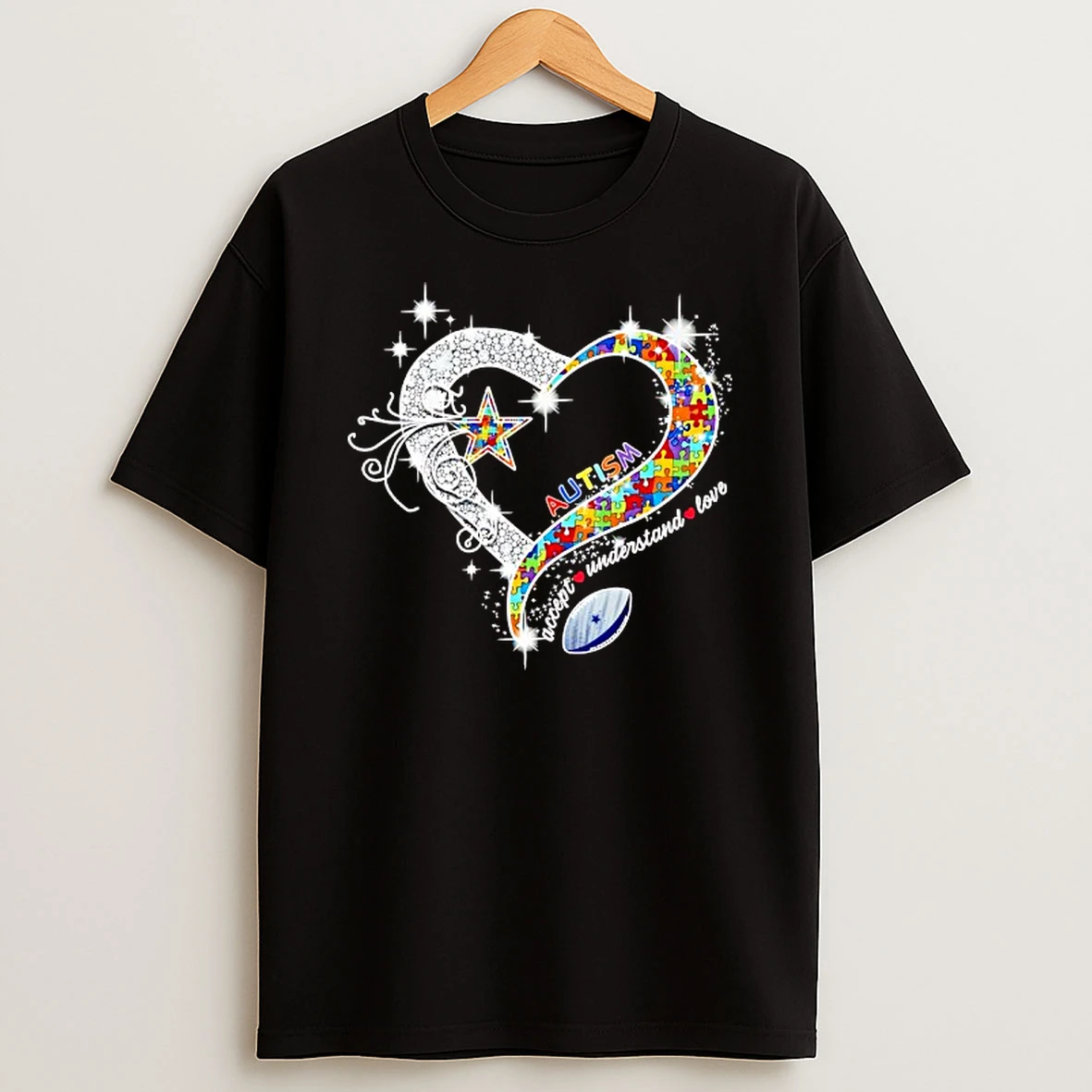 Autism Accept Understand Love Dallas Cowboys Football Heart Shirts