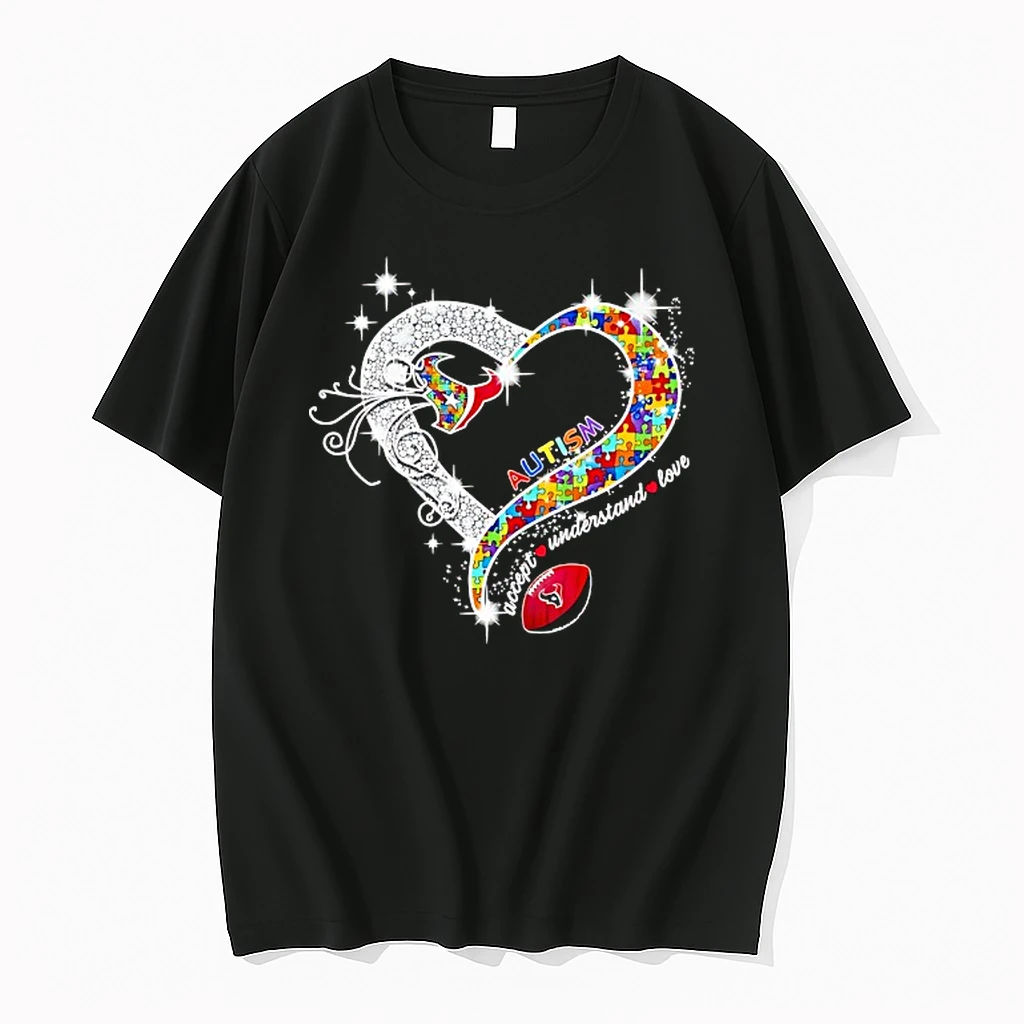 Autism Accept Understand Love Houston Texans Football Heart Shirts