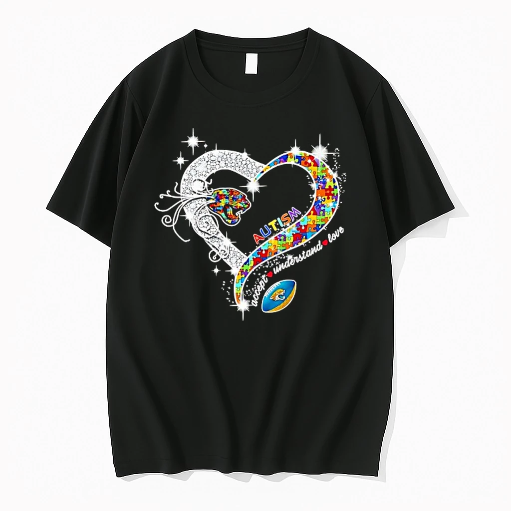 Autism Accept Understand Love Jacksonville Jaguars Football Heart Shirts