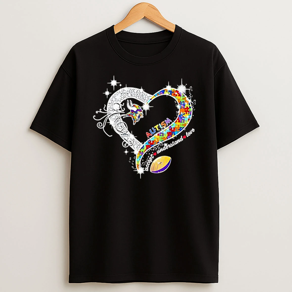 Autism Accept Understand Love Minnesota Vikings Football Heart Shirts