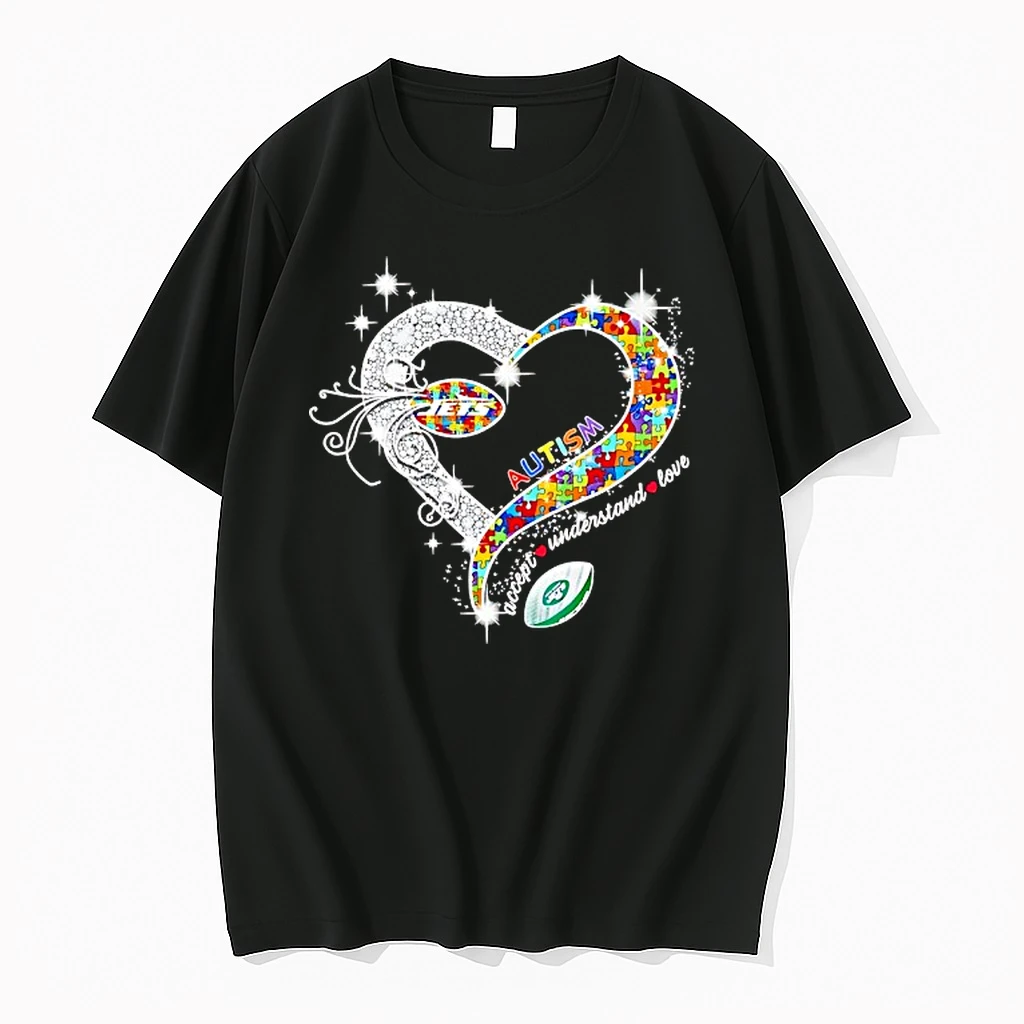 Autism Accept Understand Love New York Jets Football Heart Shirts