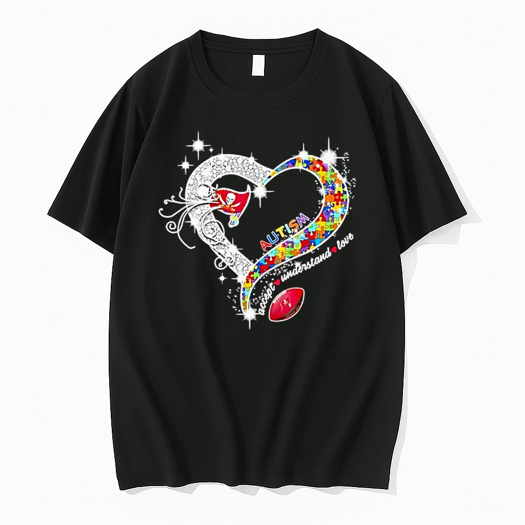Autism Accept Understand Love Tampa Bay Buccaneers Football Heart Shirts