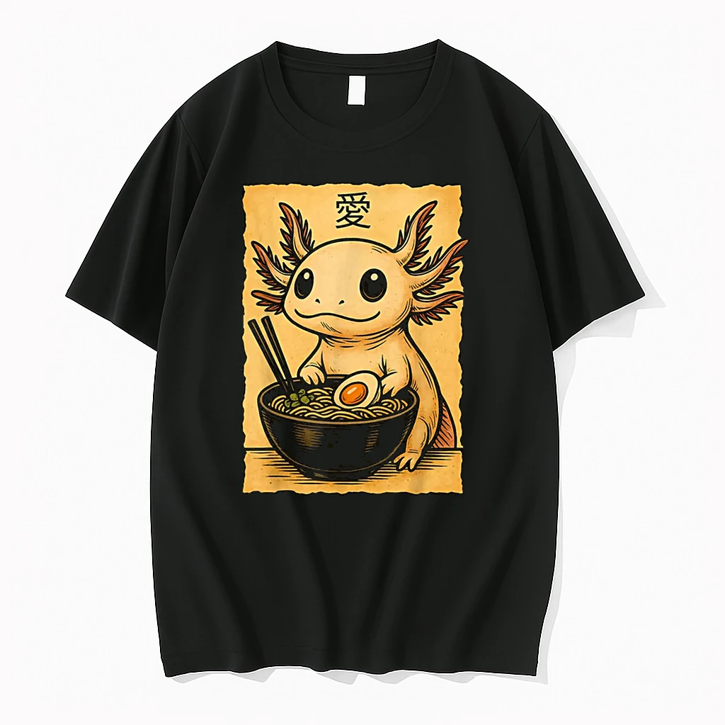 Axolotl Ramen Tee Japanese Kawaii Anime Axolotl Shirts